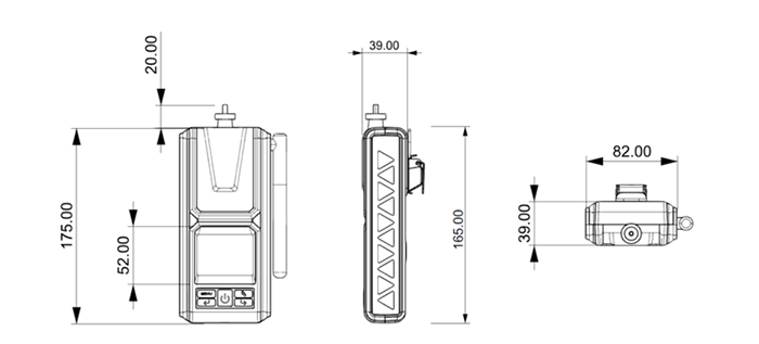 cd4型多參數(shù)氣體測定儀器產(chǎn)品尺寸圖