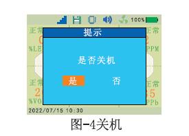 便攜式六合一氣體檢測(cè)儀關(guān)機(jī)提示